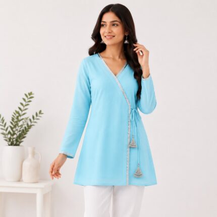 Moonlight Shimmer Kurti-LK101-Sky Blue